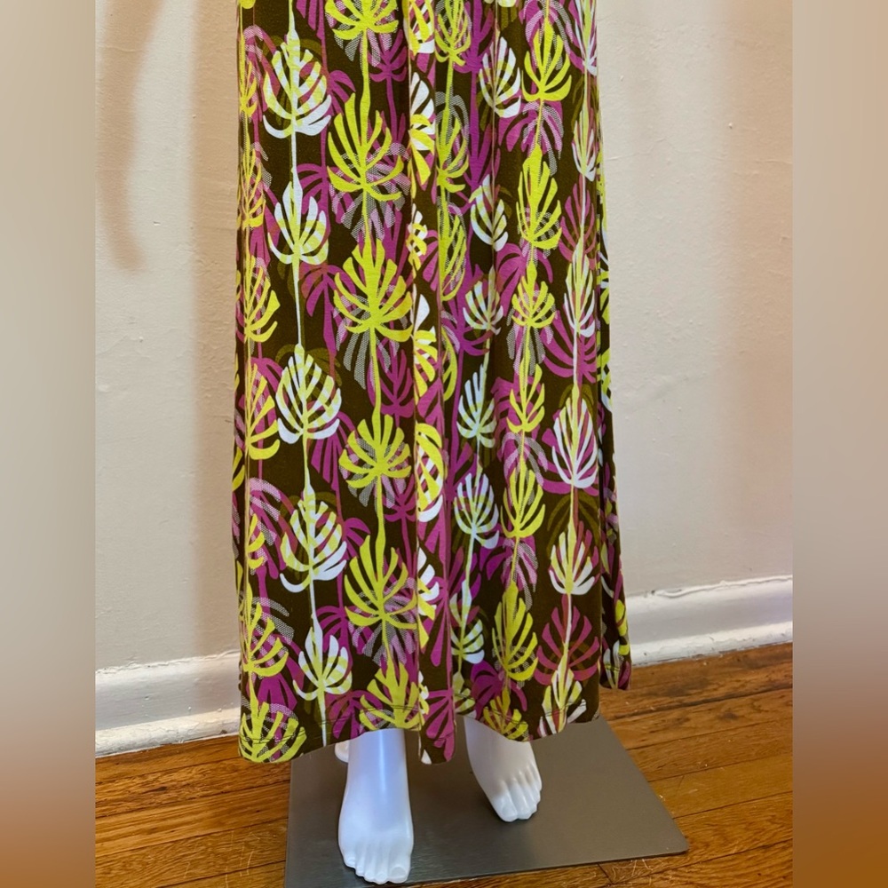 Multicolor Striped & Leaf Print Maxi Dress – Size S, by Planet Gold - Picture 8 of 10